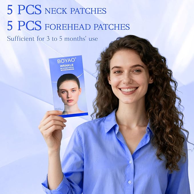 BOYAO Silicone Forehead & Neck Wrinkle Patches | Reusable Overnight Anti-Aging Pads for Neck Skin Firming
