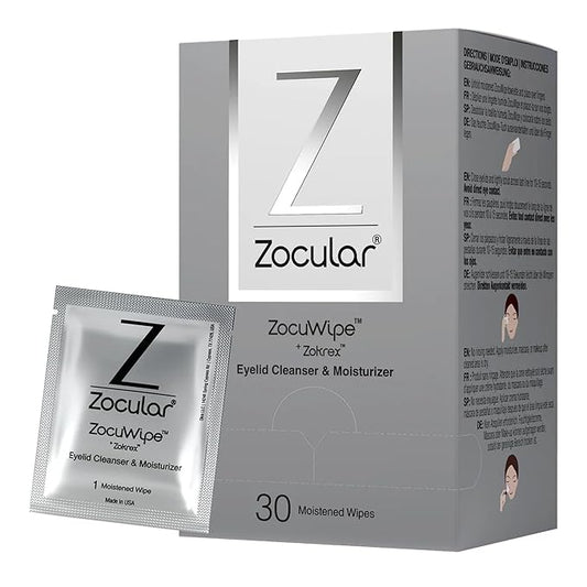 Zocular Zocuwipe Eyelid Wipes with Natural Okra Complex – Gentle Eyelid Cleansing & Moisturizing Pads – 40 Count