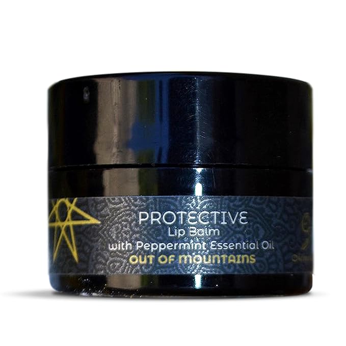 OUT OF MOUNTAINS Protective Lip Balm with Peppermint Essential Oil, Natural Lip Balm with Vitamin E & C, Soothing Sore Lips, Anti-Oxidants for Healthy Lips