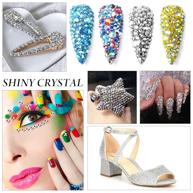 SS12 Silver Rhinestones - 1440pcs Non-Hotfix Glass Nail Gems for Crafts, Makeup Bags & DIY Decoration
