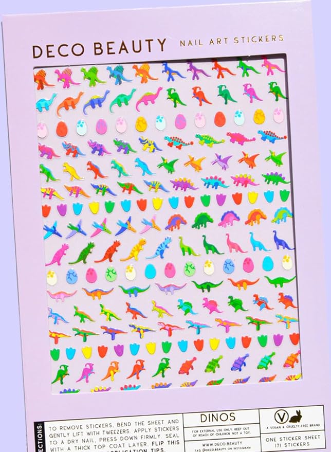 Deco Beauty Dinos-Super Thin & Easy-to-Apply Nail Art with The Cutest Designs-Durable & Long-Lasting Nail Art Stickers and Decals for Women, for DIY at-Home Manicures & Salon-Quality Nails
