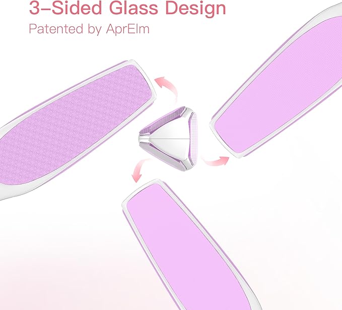AprElm 3-Sided Nano Glass Foot Callus Remover, Professional 3-in-1(Coarse, Medium, Fine) Foot File, Pedicure Tools for Feet Hard Skin Smooth Polishing (Pink)