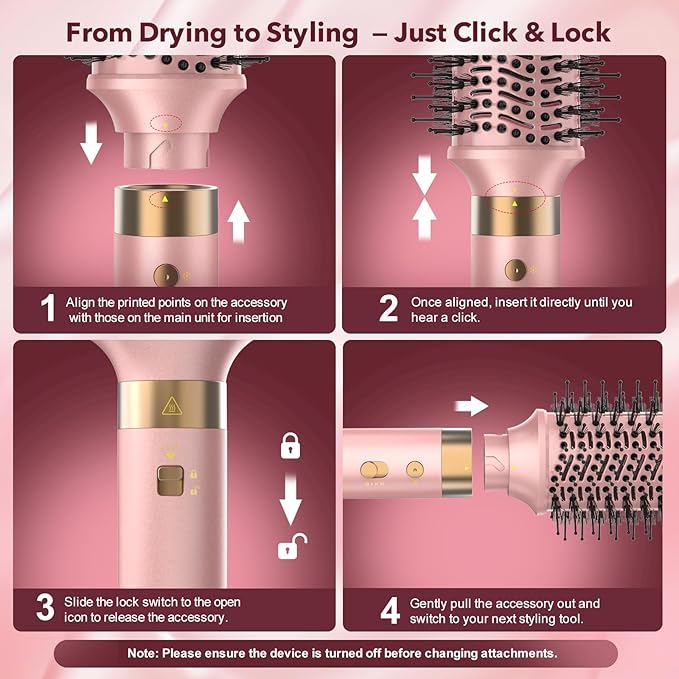 Mythsight Dual Voltage StyleVibe 6-in-1 Air Styler, Hair Dryer & Blow Dryer Brush with Travel Case - Auto Wrap Curls (L/R), Fast Drying, Thermal Brush for Blowouts & Frizz-Free Volume, No Heat Damage
