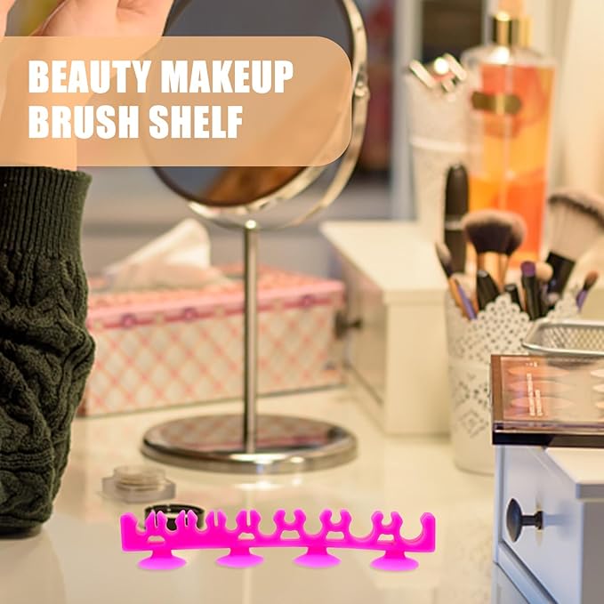 1Pcs Silicone Make up Brush Holder Cosmetic Brush Drying Rack Silicone Makeup Brush Storage Rack Bursh Display Stand with Suction Cup for Bursh and Pen