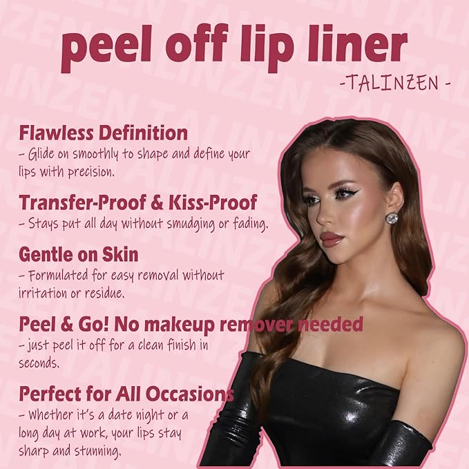 TALINZEN lip stain peel off,beauty-waterproof,transfer-proof and smudge-proof,makeup for all occasions,perfect for everyone (#00,0.12floz/3.5ml e)