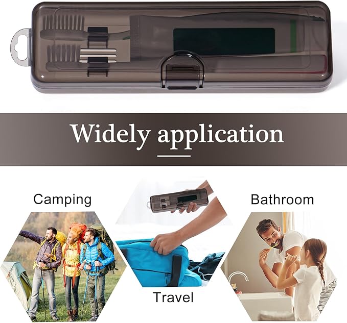 Gamdee Toothbrush Travel Case 2 Pack, Clear Black Toothbrush Case Holder Travel Size Plastic Toothbrush Holder Toothpaste Storage Container Portable for Traveling, 7.87 x 2.36x 1.18”