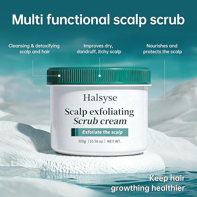 Sea Salt Scalp Scrub Exfoliating Anti-Dandruff, 3 Natural Oils and 6 Trace Herbal Extracts for Anti-Frizz and Hair Strengthening, Soothe Dry Scalp and Make Hair Shiny