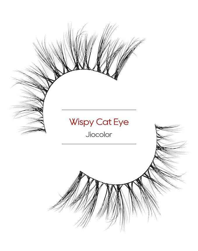 Jiocolor Fox Eye Lashes Natural Look Spiky False Eyelashes Cat Eye Eyelashes Wispy Soft Fake Mink Lashes Pack 7 Pairs (9MM-15MM)