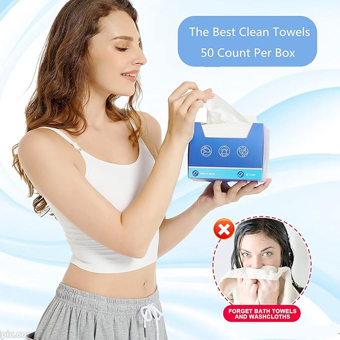 Atitifope Disposable Face Towels,50 Counts/Box - Soft & Lint-Free Facial Cleansing Wipes for Makeup Removal,Travel & Home Use