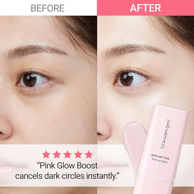JUNG SAEM MOOL Skin Setting Tone Up Base 1.35 Fl Oz, Pink Luminizing Makeup Primer, Hydrating K-Beauty Base for Radiant Glow & Smooth Skin, Camu Camu for Vibrant Complexion, Longlasting, Korean Makeup