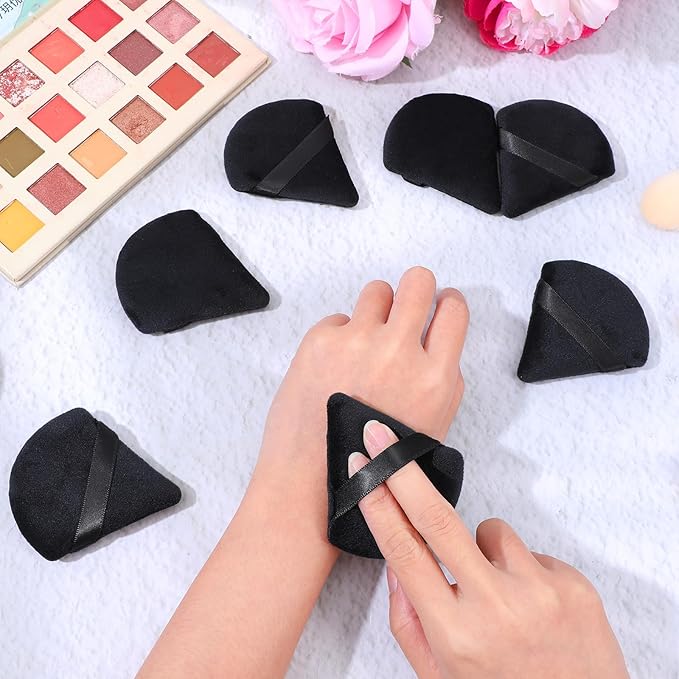 150 Pcs Triangle Powder Puff, Face Soft Makeup Puff for Loose Powders, Mineral Powder, Foundation, Wet and Dry Use, Face and Body Cosmetic Applicator, Black