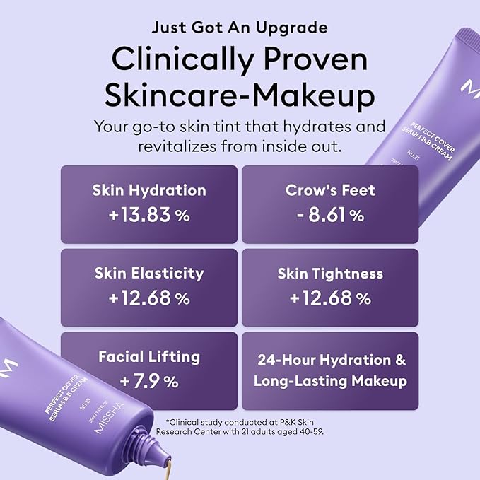 MISSHA M PERFECT COVER SERUM BB CREAM No.23 Natural Beige-Light/Medium with Cool/Neutral Undertone, BB Cream by Cardi B Pick, Skin Tint, Tinted Moisturizer, Skin Care Foundation Makeup, 1.18 Fl oz