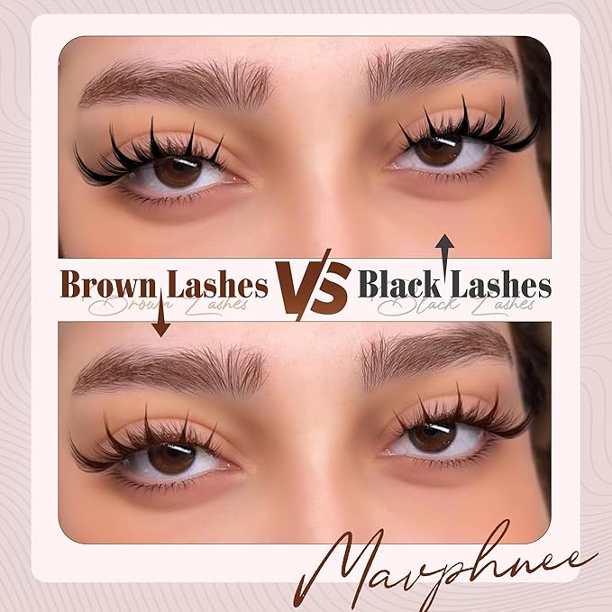 Brown Lash Clusters Manga Cluster Eyelash Extensions Spiky Cluster Lashes Fairy Individual Lashes Anime CC-Curly Eyelash Clusters DIY at Home Easy to Apply Viva Lash Spikes 11-17MM