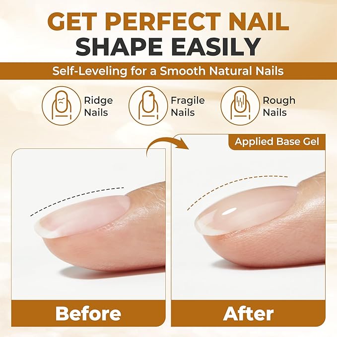 UNA GELLA No Wipe 2PCS Gel Top Coat Base Coat Set, Highly Glossy Top Coat Gel Nail Polish Strengthen and Acid-Free Clear Nail Base Soak Off, Key to Manicure for Her (U V Cure Need)