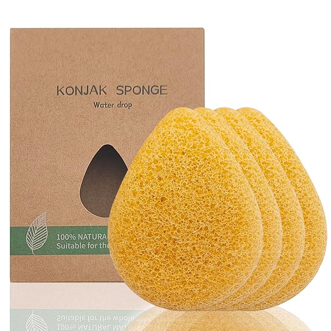 Natural Konjac Facial Sponge (4-Pack) | SourceTon face Scrubber Soft & Gentle Face Scrubber for All Skin Types