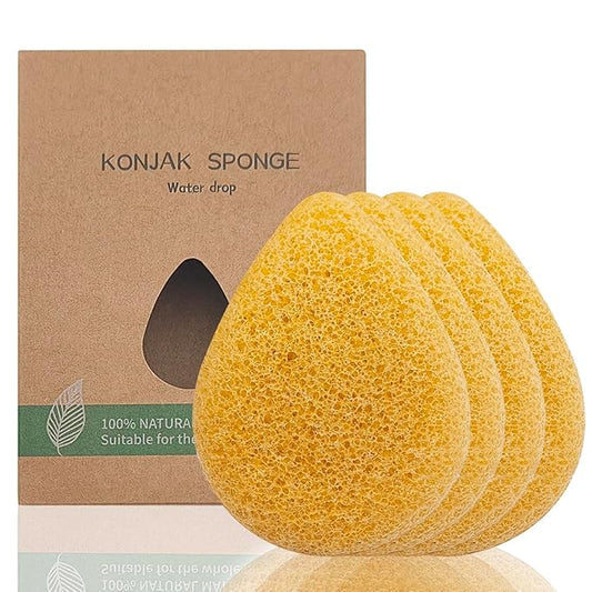 Natural Konjac Facial Sponge (4-Pack) | SourceTon face Scrubber Soft & Gentle Face Scrubber for All Skin Types