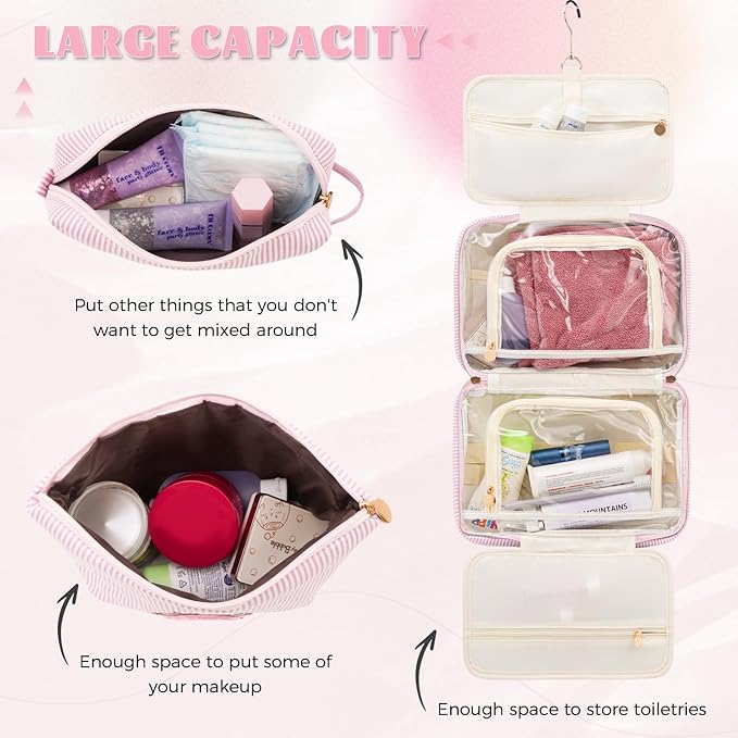 Mothers Day Gifts for Mom - Small Toiletry Makeup Bag Pouch for Sister Friend Female Her Mom | Birthday Gifts for Women Mom In Law | Makeup Bag Set Cosmetic Bag - Pink O