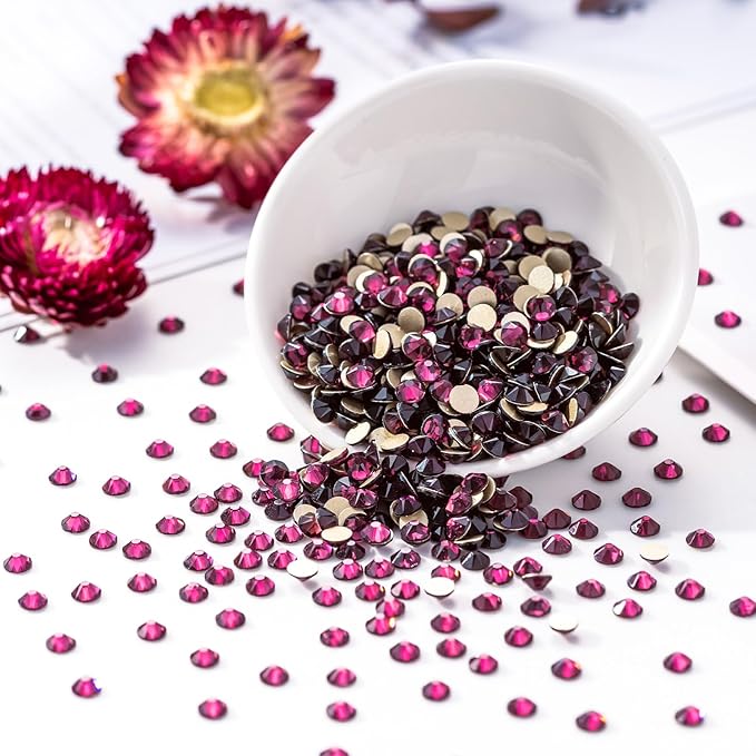 Meibite Purple Flatback Rhinestones, Glass Rhinestones for Nail Art and Craft, Glue Fix, Loose Crystal Gemstones(Purple, SS16, 1440pcs, 3.8-4.0mm)