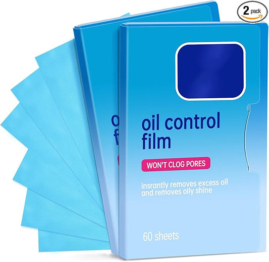 2 Packs Oil Blotting Sheets for Face (120 Sheets) - Oil Absorbing Blotting Papers for Oily Skin, Makeup-Friendly & Portable Oil Wipes