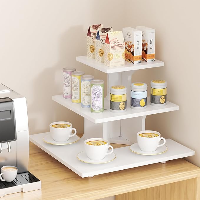 3 Tiers Farmers Market Stand, Display Stand Portable for Store White Display Stands for Vendor events, Cupcake, Candles, Glasses, Jewellery, Display Shelves for Vendors