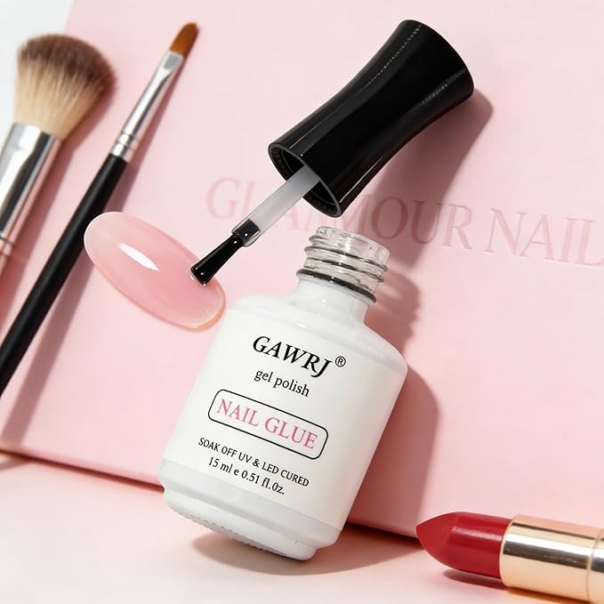 GAWRJ Gel Nail Glue for Clear Acrylic Nail Tips 2 Pcs 15ml Long Lasting Nail Gel Kit for False Nails Tips, Base Blooming Nail Gel, Christmas Nail Art, U V Light Required