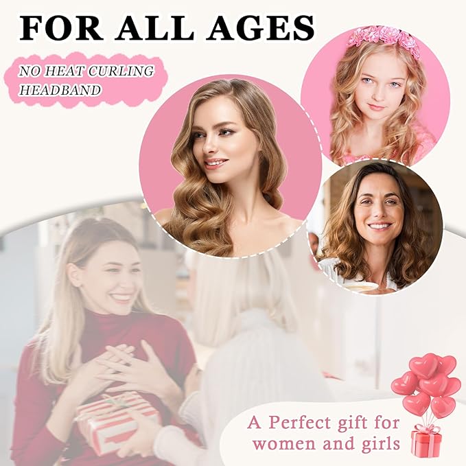 Gwabee Heatless Curls Overnight Hair Curler, 70" Soft Hair Curlers to Sleep In No Heat Curls Overnight, 9 PCS No Heat Curlers Set for Women - Champagne