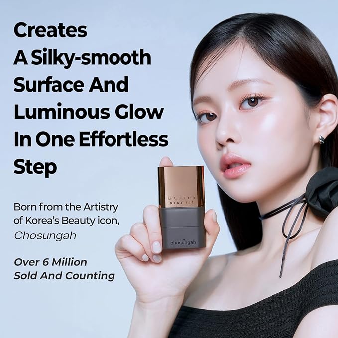 Mega Fit Master Glow Stick Foundation with Brush, 120H Long Lasting Radiant Coverage, All-in-One Stick for Easy Application, K-Beauty, Shade 21, 0.56oz (01 Light Beige)