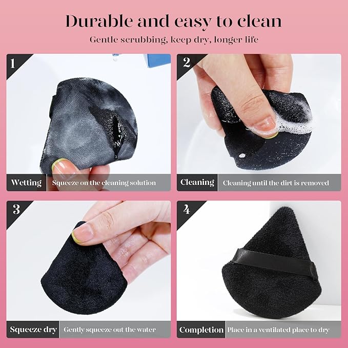 BEAKEY 12pcs Powder Puffs for Face Powder Triangle Powder Puff for Loose and Cosmetic Foundation, Makeup Puff for Contouring, Cloud Kiss Beauty Makeup Tools, Stocking Stuffers for Women