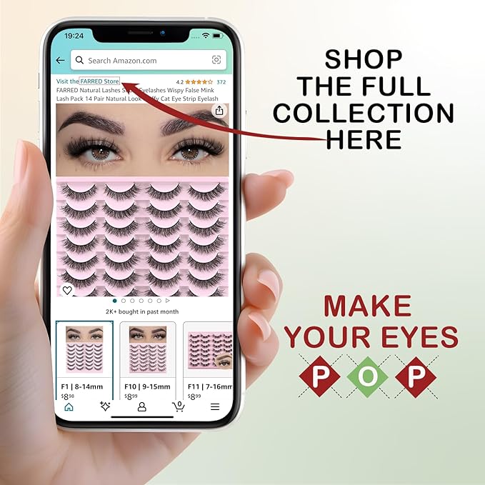 FARRED Lashes Natural Eyelashes Wispy Cat Eye False Lashes Fluffy Fake Eyelash Natural Look 14 Pairs Short Faux Mink Strip Eye Lash Pack for MUA and Beginners Daily Makeup (F4 | 9-16mm)