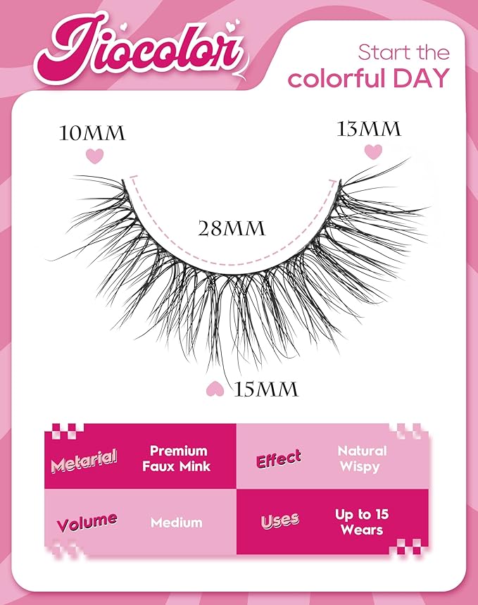 Natural Lashes Short False Lashes Wispy Fake Lashes Small Volume Mink Lashes Fluffy 15mm Eyelashes C Curl Eye Lashes Pack 81-Bestie