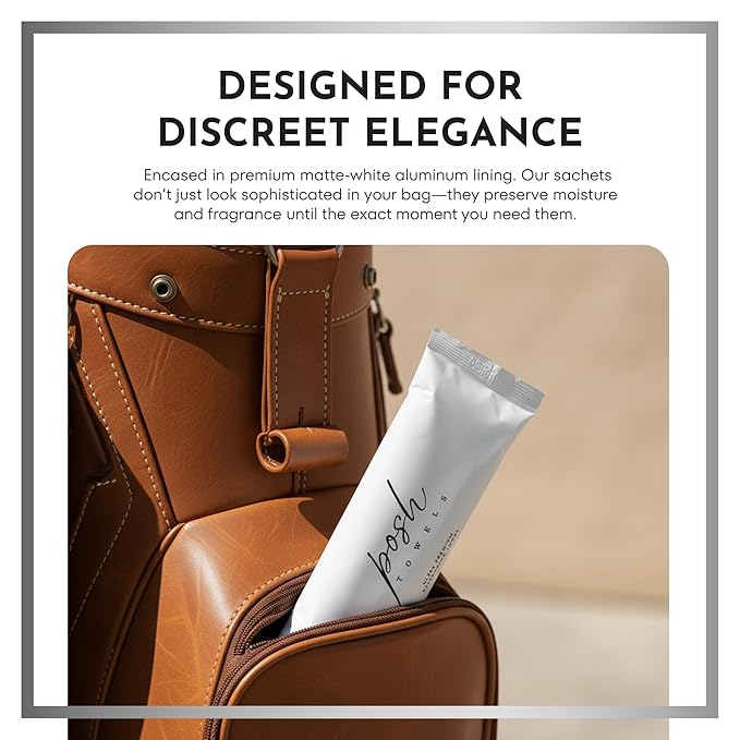 Ultra Premium White Tea Scented Towelettes - 20 Pack Extra Large 9.5" Microfiber Wet Wipes for Golf, Travel & Spa - Individually Wrapped Luxury Refreshing Cloths