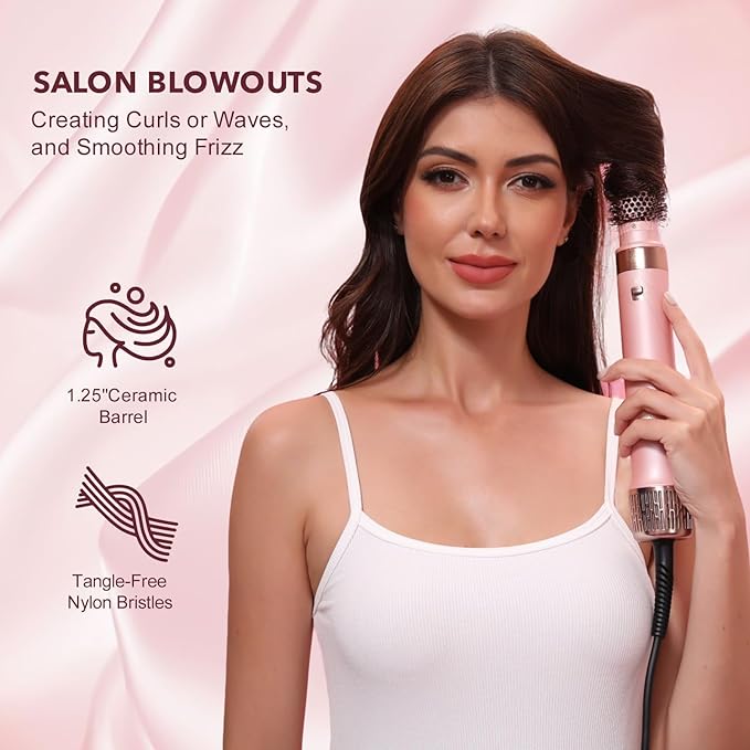Mythsight Dual Voltage StyleVibe 6-in-1 Air Styler, Hair Dryer & Blow Dryer Brush with Travel Case - Auto Wrap Curls (L/R), Fast Drying, Thermal Brush for Blowouts & Frizz-Free Volume, No Heat Damage