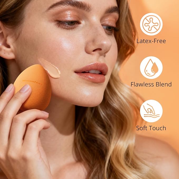 2 Pack Makeup Blending Sponge Set with Acrylic Storage Case, Latex-Free Beauty Sponge Blenders,For Matte & Smooth Foundation, Flawless Matte Finish,Streak-Free Finish,Easy to Clean