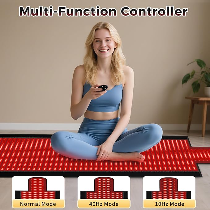 1370 LEDs Dual Full Body Red Light Therapy Mat, Red Light Therapy Blanket, 2570pcs 2in1 LEDs(660nm& 850nm), Premium Leather, Adjustable Timer & Intensity