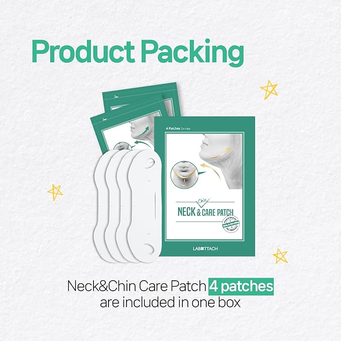 Wooshin Labottach V Line Face Lifting Collagen Sleeping Mask 4ct – Double Chin Reducer & Neck Wrinkle Patches with Hyaluronic Acid & Vitamin E, Chin Strap Care, Neck Lift Tape Overnight