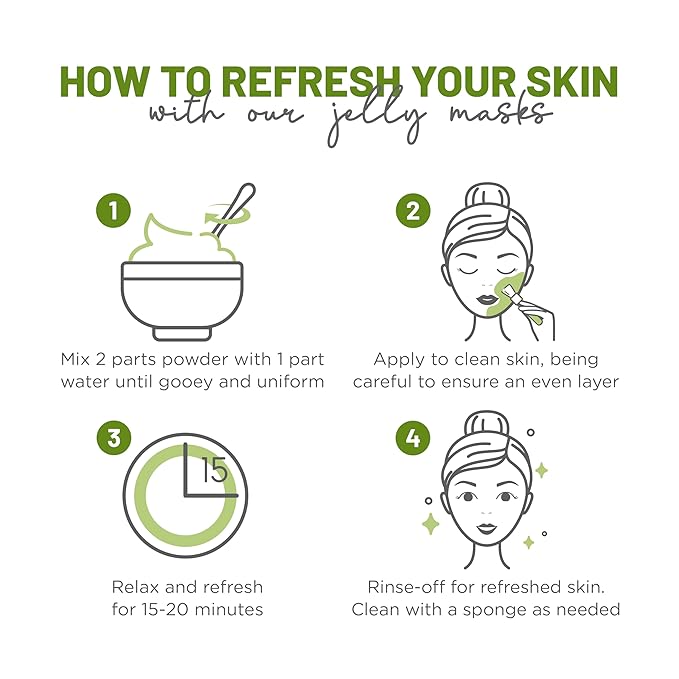 BRÜUN Peel-Off Matcha Jelly Mask for Face Care – A 23 fl oz Rubber Jar for 30 to 35 Treatments – A Skin Care Moisturizing Gel Mask of Spa Set for Men, Women and Adults