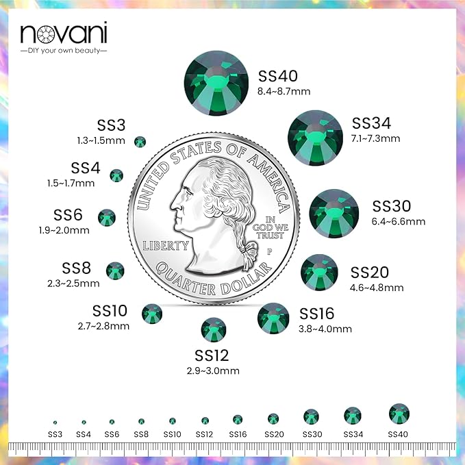 Emerald Rhinestones Flatback Rhinestone for Crafts Glass Nail Rhinestones Nail Gems Crystals for Makeup Bags Shoes Decoration DIY(SS12,1440pcs,Emerald)