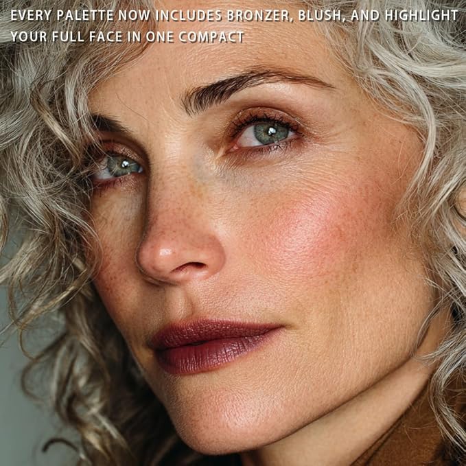 Best Baked Face Palette for Mature Skin – Includes Bronzer, Blush, Highlighter & Eyeshadows – Smooth Velvet Texture, Vegan & Cruelty-Free, Travel-Friendly Makeup Kit