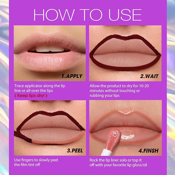 LANGMANNI 2Pcs Peel Off Lip Liner Set,Lip Stain Peel Off,Long-Lasting Waterproof & Smudge-Proof Matte Lip Liners With Ergonomic Handle & Precision Brush,Makeup Gift for Girls (#1+2)