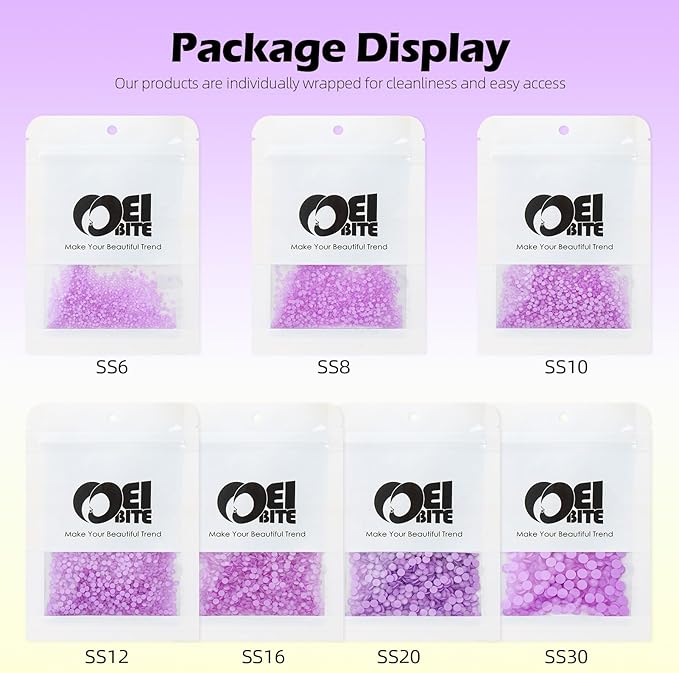 Meibite Mocha Lt.Purple Flatback Rhinestones, Glass Rhinestones for Nail Art and Craft, Glue Fix, Loose Crystal Gemstones(Mocha Lt.Purple, SS6, 1440pcs, 1.9-2.0mm)