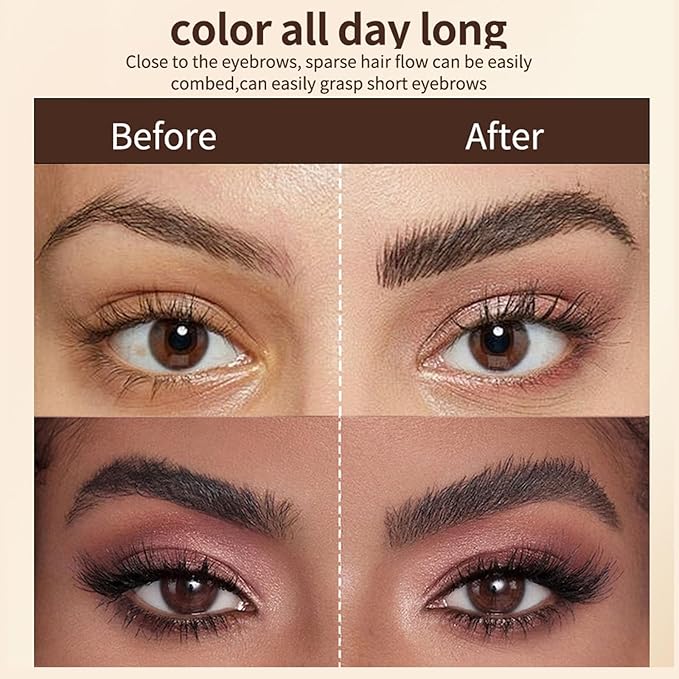 O'CHEAL Double-Ended Tinted Eyebrow Gel, Waterproof, SmudgeProof Brow Glue with Brush, Quick-Drying, 24HR Brows Makeup for Natural Full Brows, 3D Eyebrow Mascara for Women (Grey)