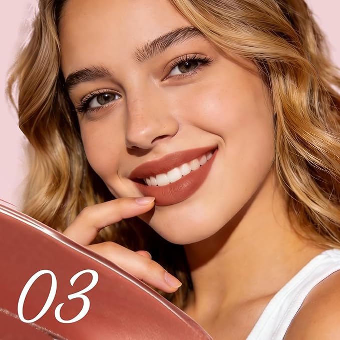 CARSLAN Stay Locked Lip Tint, Quick-Dry Long Lasting Transfer Proof Matte Lip Stain, Moisturizing Glow-Boosting Lightweight Lipstick (03)