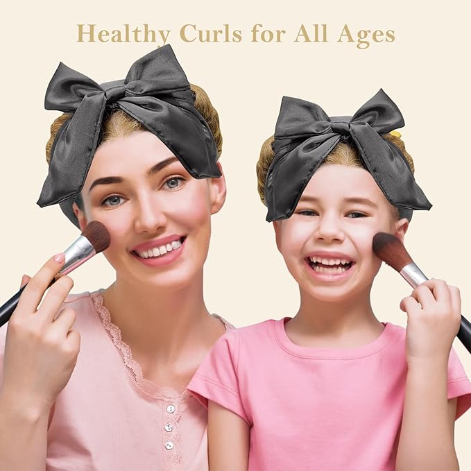 Ystrybo Satin Heatless Hair Curler Curls Overnight Hair Curlers to Sleep in, Hair Curlers No Heat Curls Overnight, Heatless Curling Set for Women Long Hair - 8 Pcs (Dark Gray)