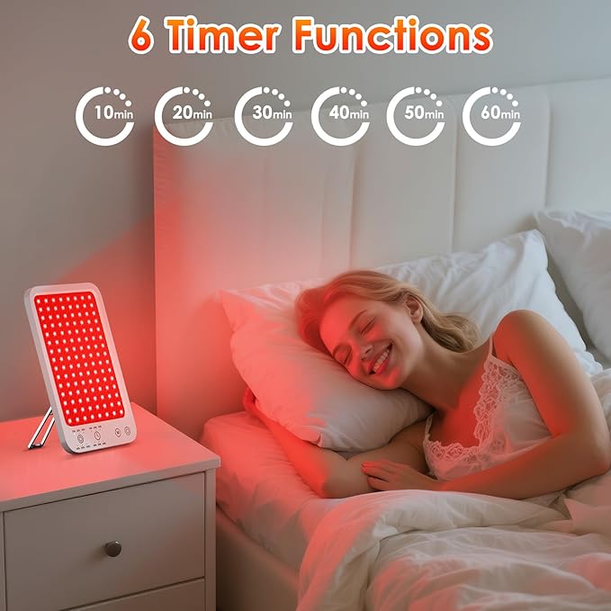 Red Light Therapy for Face Body, Infrared Red Light Panel with Adjustable Stand, 660nm and 850nm Near Infrared Therapy Lamp with 3 Modes, 6 Adjustable Brightness and Timer, for Home and Travel Use