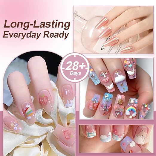Semi Solid Nail Glue for Press-On Nails, No U V Lamp Needed, Quick-Drying Gel for Long-Lasting Fake Acrylic Nails, Includes Remover