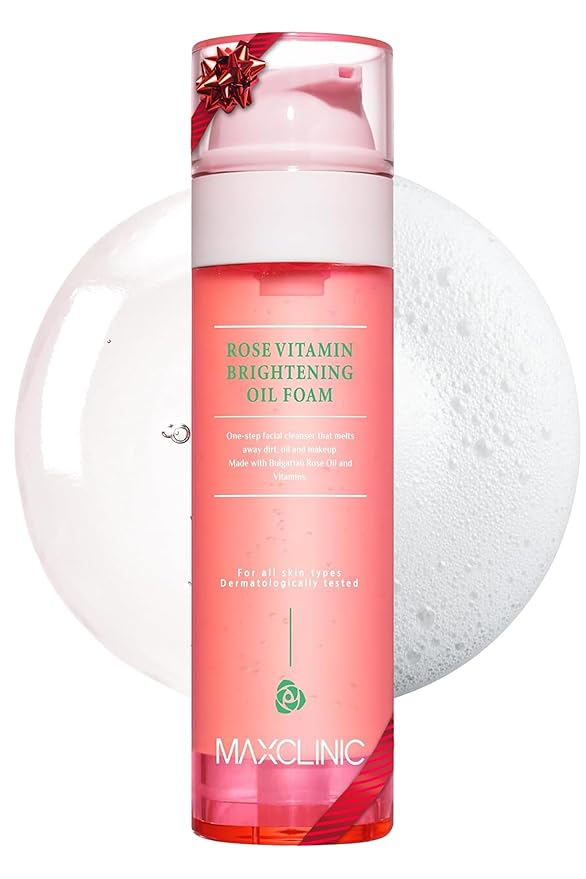 [K-Beauty] Rose Vitamin Oil to Foam - All-in-One Korean Face Wash OilBased Foaming Facial Cleanser - Pore Minimizing & Blackhead Remover - Makeup Deep Cleansing Oil for All Skin Types (3.88 fl oz)