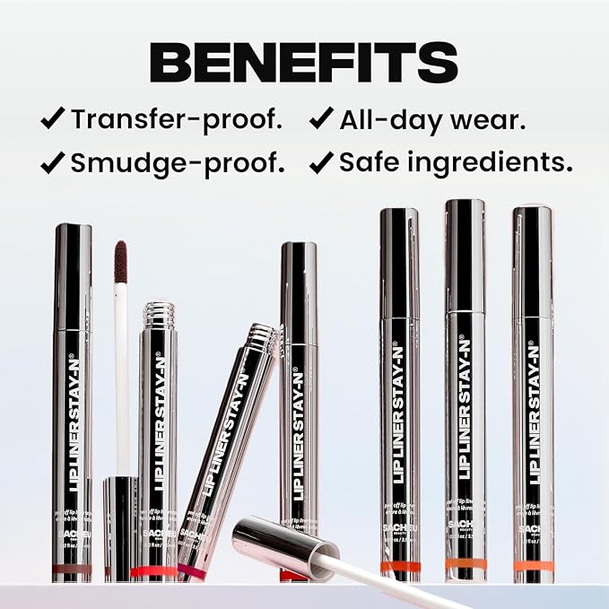 Sacheu Lip Liner STAY-N Peel Off Lip Stain — Long Lasting Waterproof Lip Tint with Hyaluronic Acid & Vitamin E — Transfer Proof Matte Finish, Vegan & Cruelty-Free (COREal)