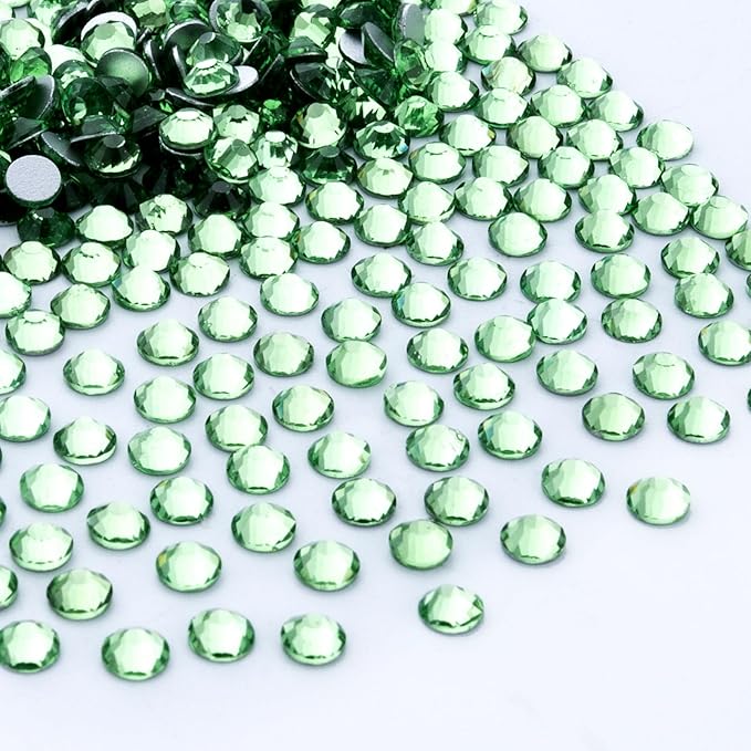 1440Pcs Light Green Crystal Rhinestones,Glass Flatback Rhinestones Gemstones for Nail Face Makeup Art Crafts Clothes Decoration - (SS12,3.0mm,Light Green)