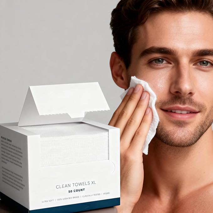 Face Towels,Disposable Face Towel, Facial Washcloth, Makeup Remover Dry Wipes,50 Ct,Clean Facial Towels for Sensitive Skin, (1, XL)