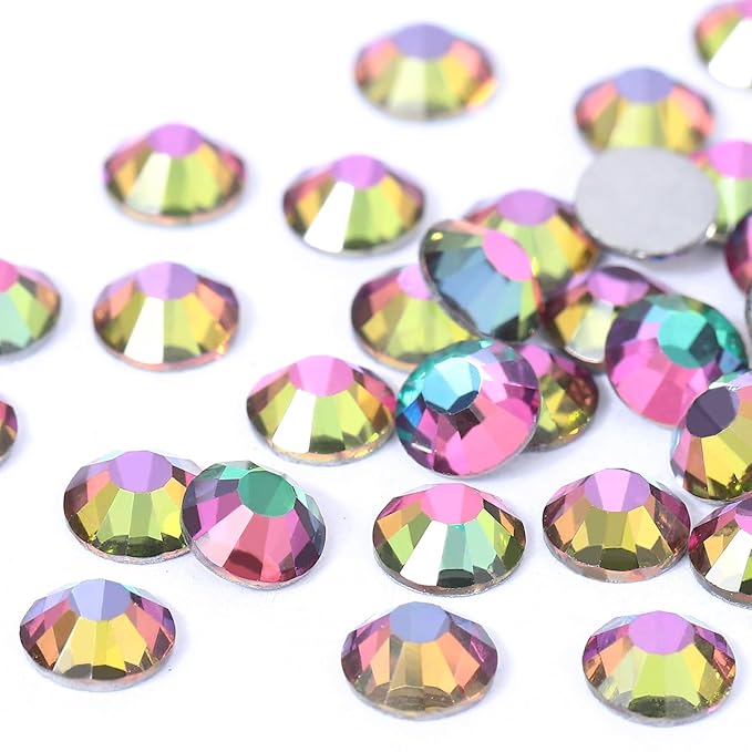 Green Flame Rhinestones Flatback Rhinestone for Crafts Glass Nail Rhinestones Nail Gems Crystals for Makeup Bags Shoes Decoration DIY(SS10,1440pcs,Green Flame)